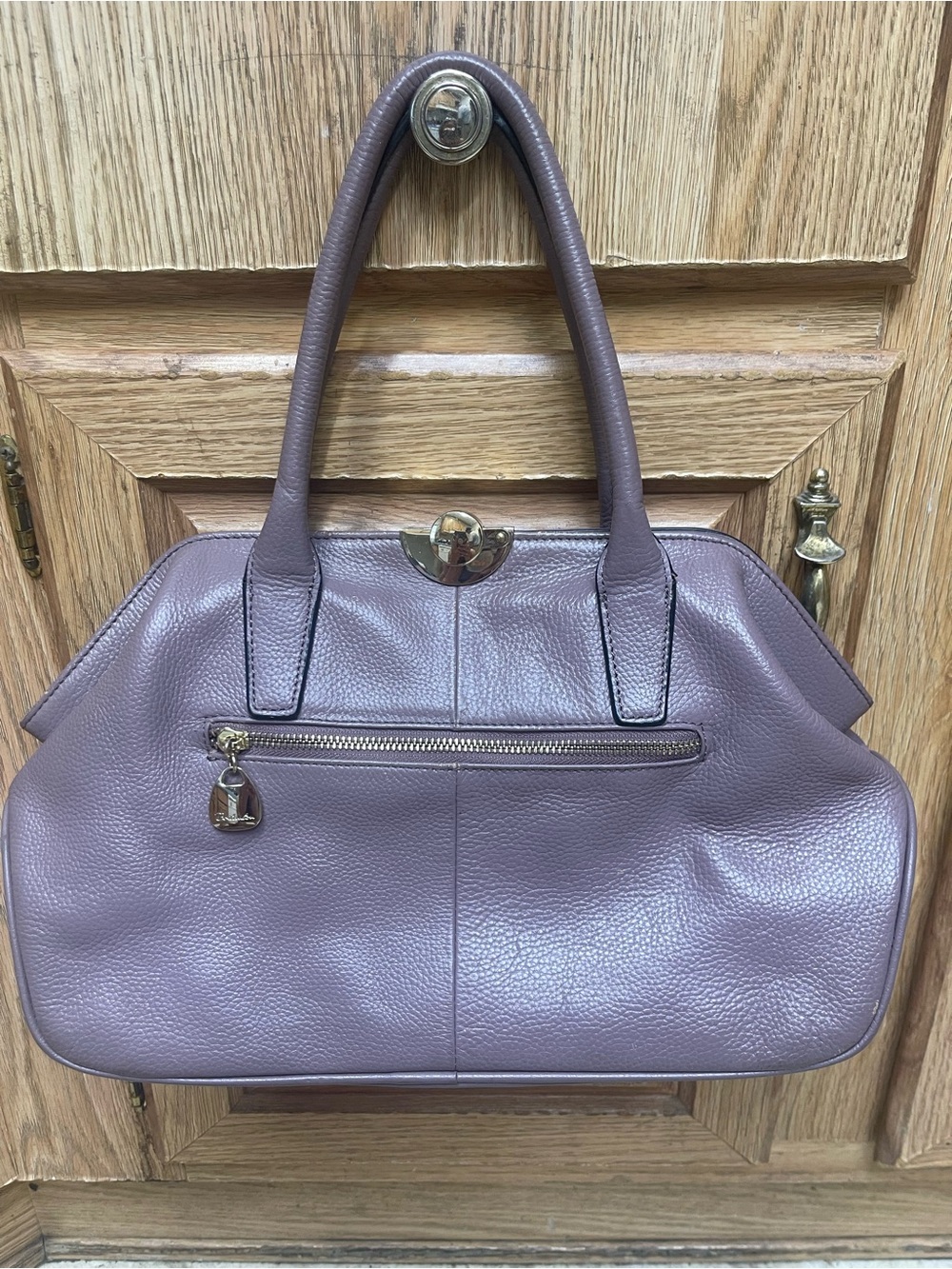 Bostanten Lilac Leather Satchel Handbag